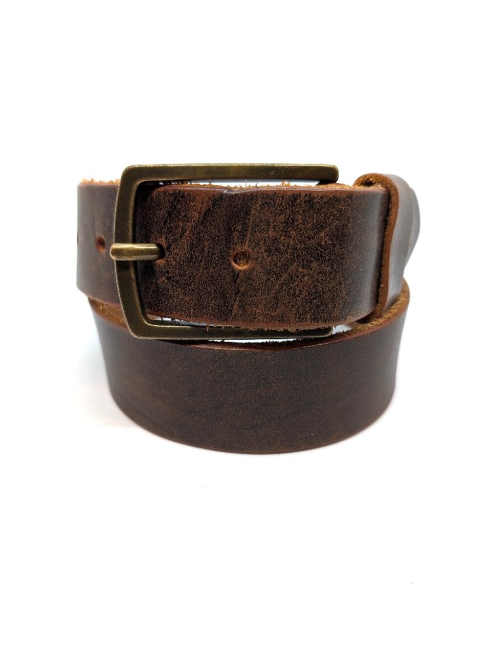Gap Brown Leather Belt Mens Sz S M 28 Brass Buckle Distress Casual Western Italy
